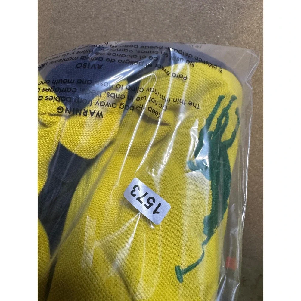 Polo Ralph Lauren Boys XL 18-20 Big Pony Crest Colorblock Polo Shirt Yellow Navy